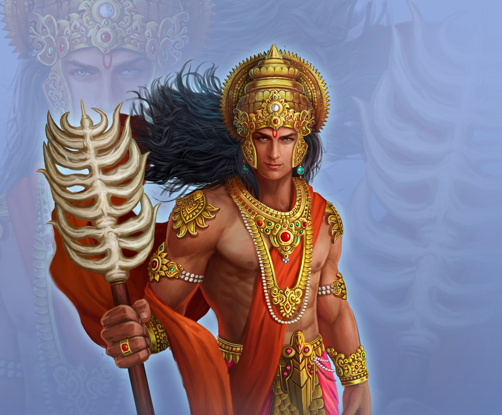 इंद्र देव वर्षा के देवता के रूप में वज्र धारण किए हुए, ऐरावत हाथी पर सवार