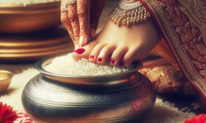 महिला के सुंदर और शुभ पैरों का चित्र, जो लक्ष्मी स्वरूप को दर्शाते हैं