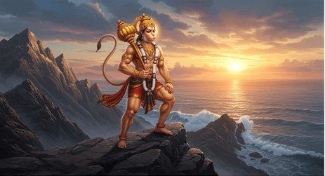 हनुमान जी के 108 नामों का जाप करते हुए