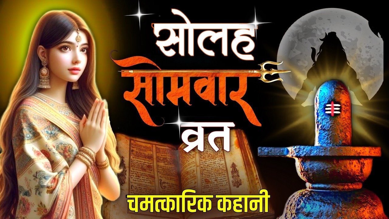 भक्त शिवलिंग पर जल अर्पित करते हुए 16 सोमवार व्रत कर रहे हैं