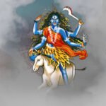 मां कालरात्रि की पूजा करते भक्त मंत्र जाप के साथ दीपक और गुड़ का भोग अर्पित करते हुए