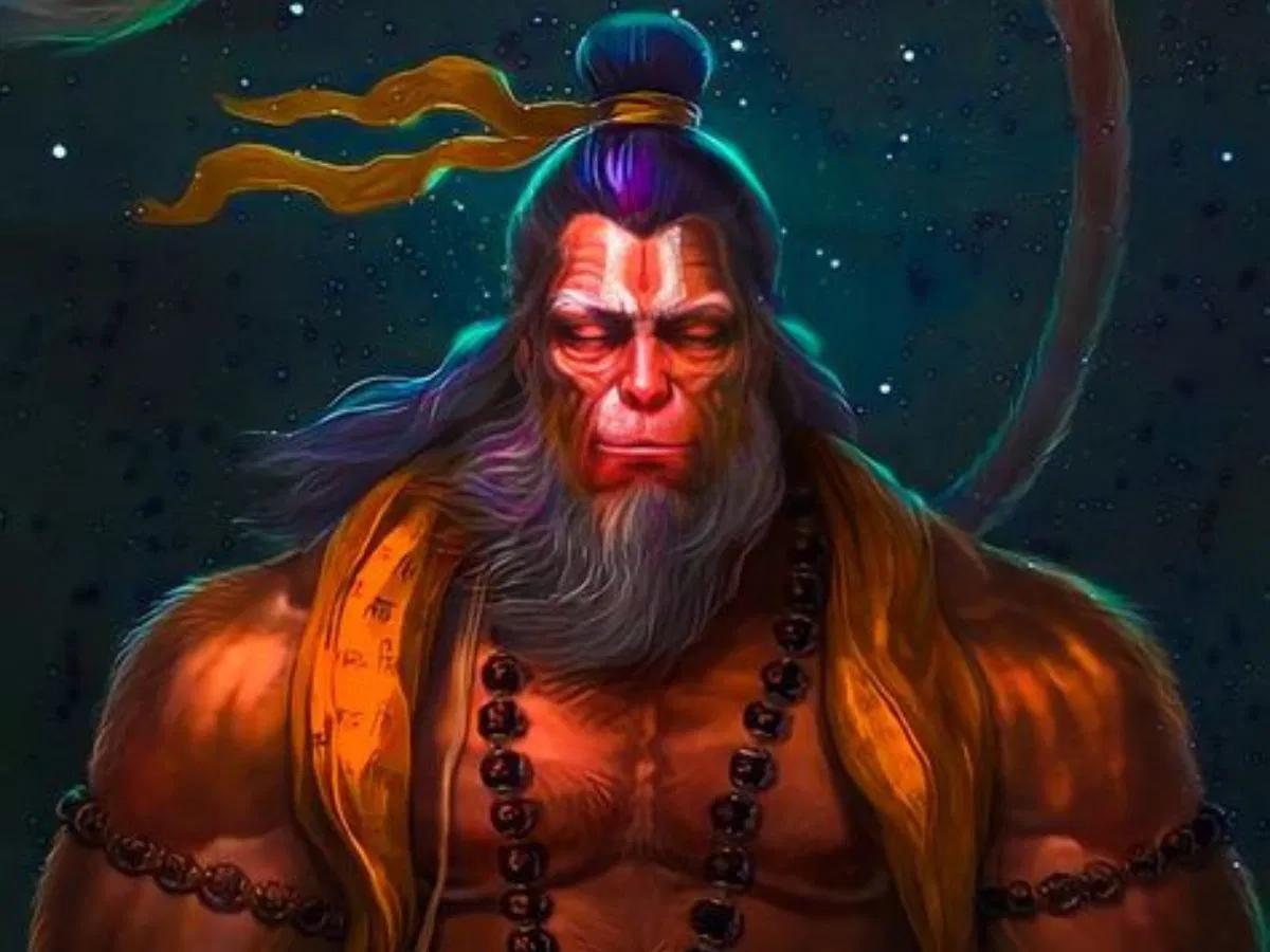 आरती कीजै हनुमान लला की आरती करते हुए भक्त और हनुमान जी की दिव्य प्रतिमा