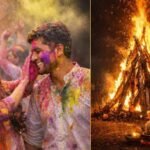 "होलिका दहन 2026 का शुभ मुहूर्त और होली की तैयारी के लिए आग जलाते लोग।"