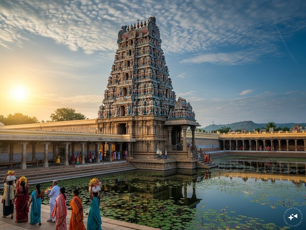 कनिपक्कम विनायक मंदिर में भगवान गणेश की पूजा और बुध प्रदोष व्रत के दौरान शिव आराधना का दृश्य