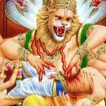 भगवान नरसिंह खंभे से प्रकट होकर हिरण्यकश्यप का वध करते हुए