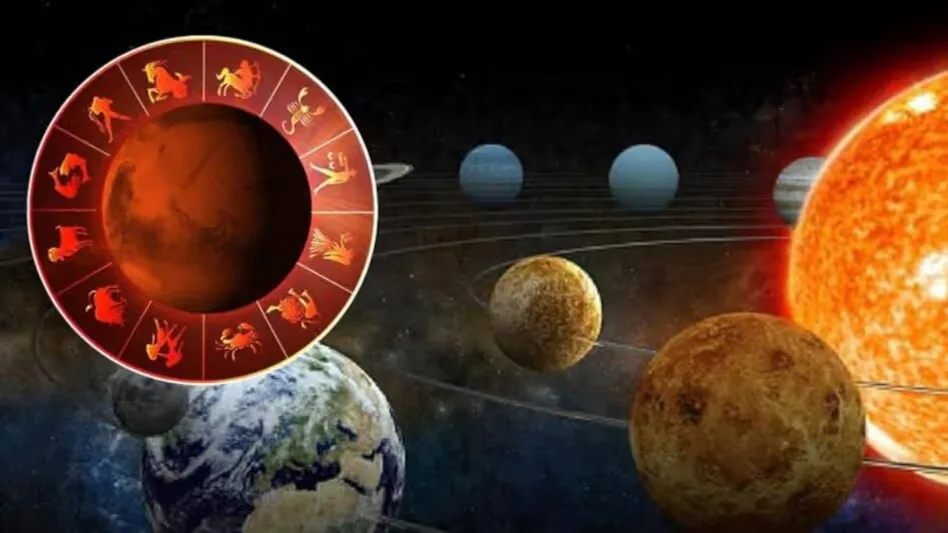 बुध गोचर 2026 और भद्र राजयोग का सभी राशियों पर प्रभाव दर्शाता ज्योतिषीय प्रतीकात्मक चित्र