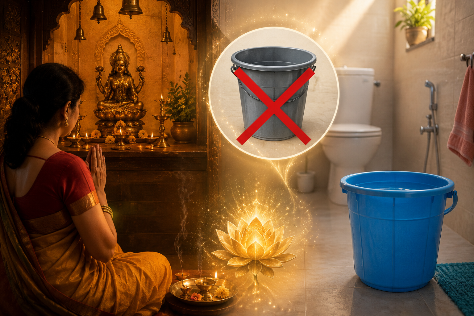 बाथरूम में रखी खाली बाल्टी और उससे जुड़े वास्तु एवं ज्योतिष मान्यताएं