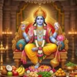 भगवान विष्णु की पूजा और अपरा एकादशी व्रत की विधि, पूजा सामग्री और धार्मिक अनुष्ठान दर्शाता चित्र