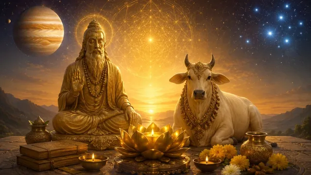 गुरु पुष्य योग में पूजा करते श्रद्धालु और श्री यंत्र साधना