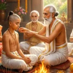 जनेऊ धारण किए हुए व्यक्ति गायत्री मंत्र का जाप करते हुए