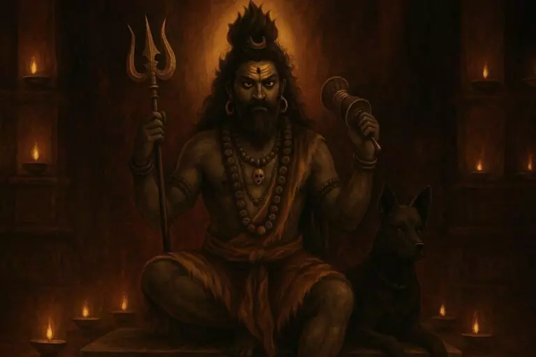 अधिक कालाष्टमी 2026 पर भगवान कालभैरव की पूजा करते श्रद्धालु, दीपक और पूजा सामग्री के साथ कालभैरव मंदिर का दृश्य