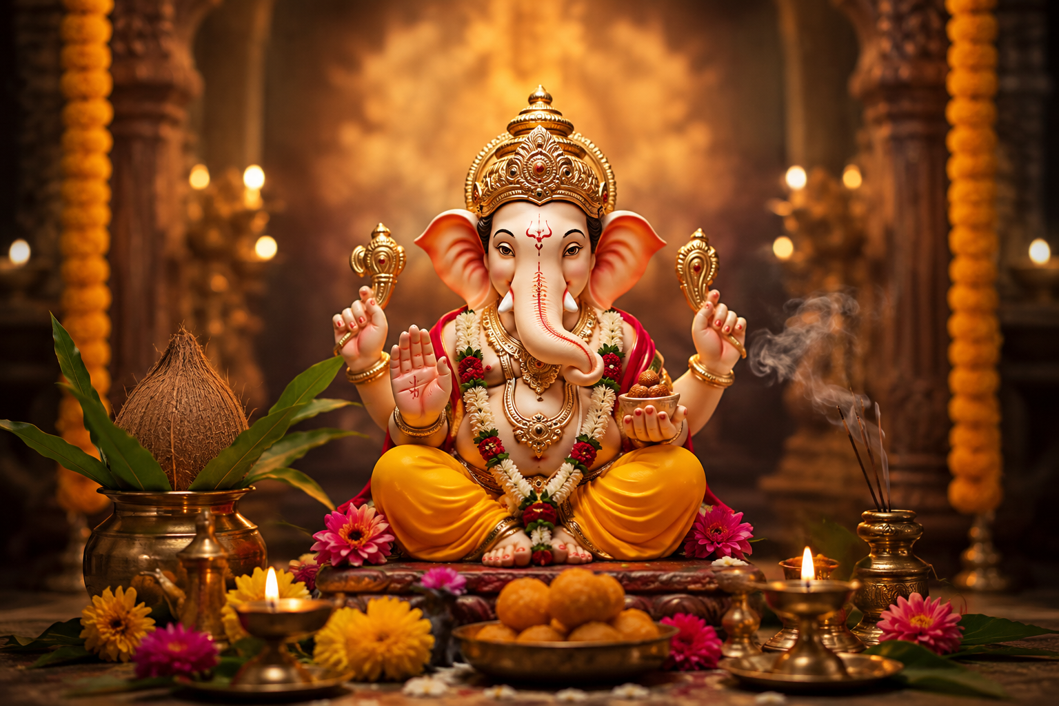 प्रद्युम्न विनायक चतुर्थी 2026 पर भगवान गणेश की पूजा करते श्रद्धालु, चंद्र दर्शन से बचने और पूजा नियमों का पालन करते हुए।