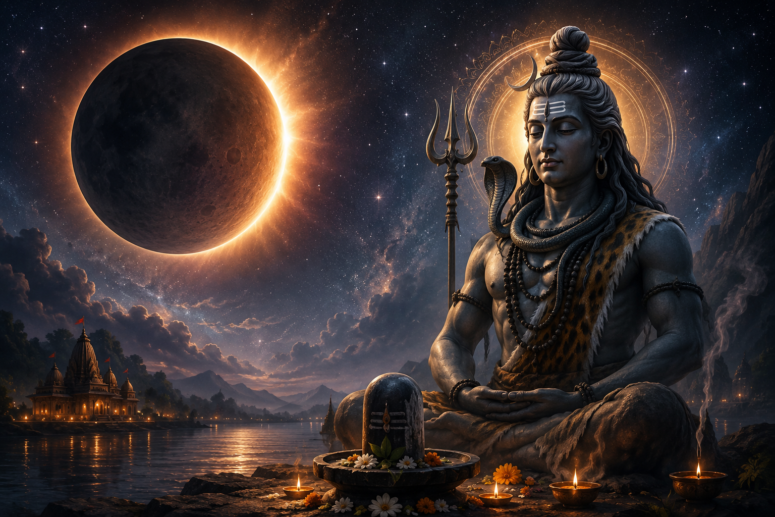 सिंह राशि में चंद्रमा और केतु की युति से बनता ग्रहण योग दर्शाता ज्योतिषीय चित्र