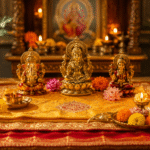 पूजा घर में लाल, पीला, सफेद और केसरिया रंग के कपड़ों का उपयोग करते हुए सकारात्मक ऊर्जा और वास्तु शास्त्र के नियम