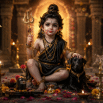 भगवान बटुक भैरव के बाल स्वरूप की प्रतिमा, दीपक, लाल पुष्प और पूजा सामग्री के साथ बटुक भैरव जयंती 2026 की पूजा का दृश्य।