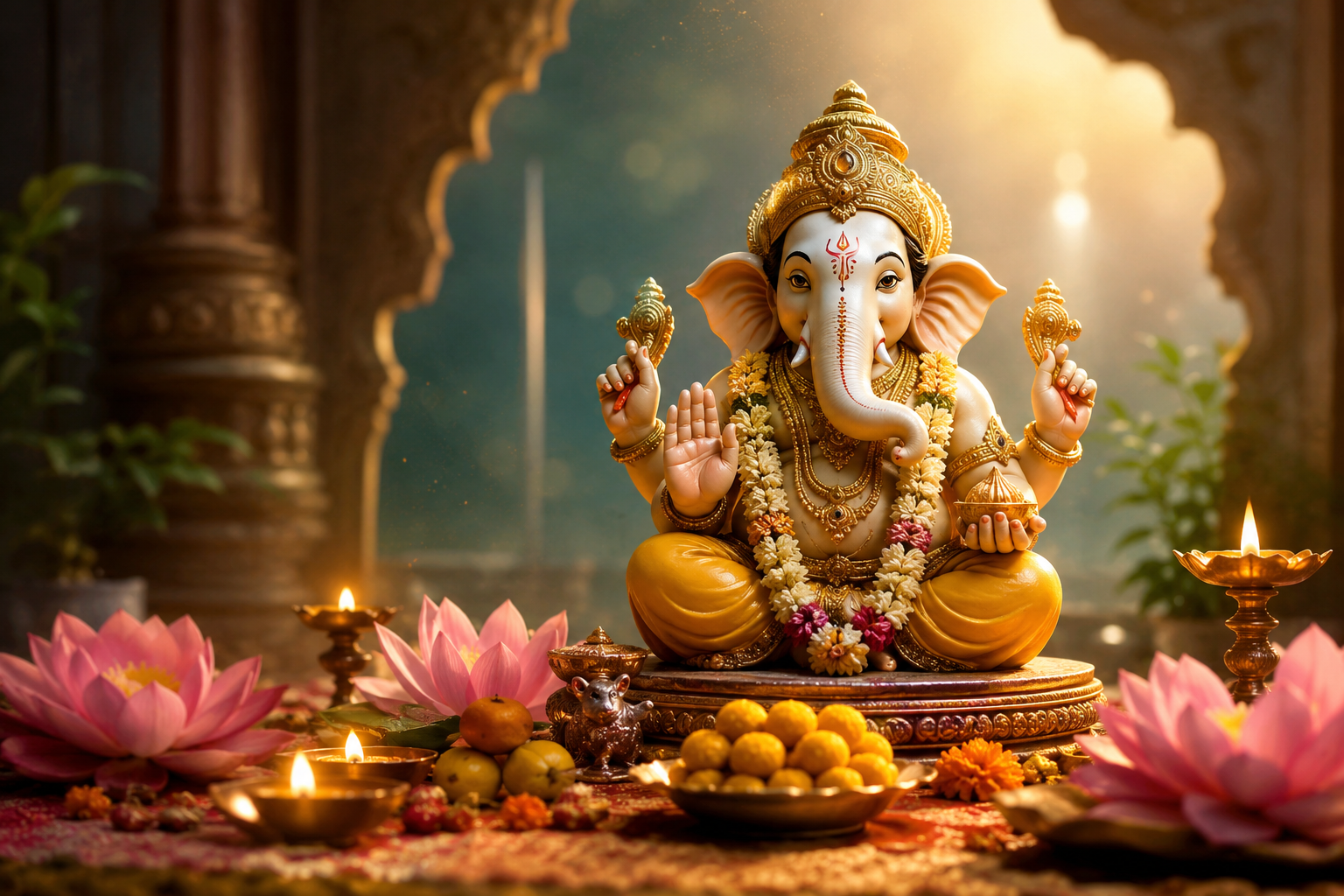 विभुवन संकष्टी चतुर्थी 2026 पर भगवान गणेश की पूजा करते श्रद्धालु, व्रत और धार्मिक नियमों का पालन करते हुए।