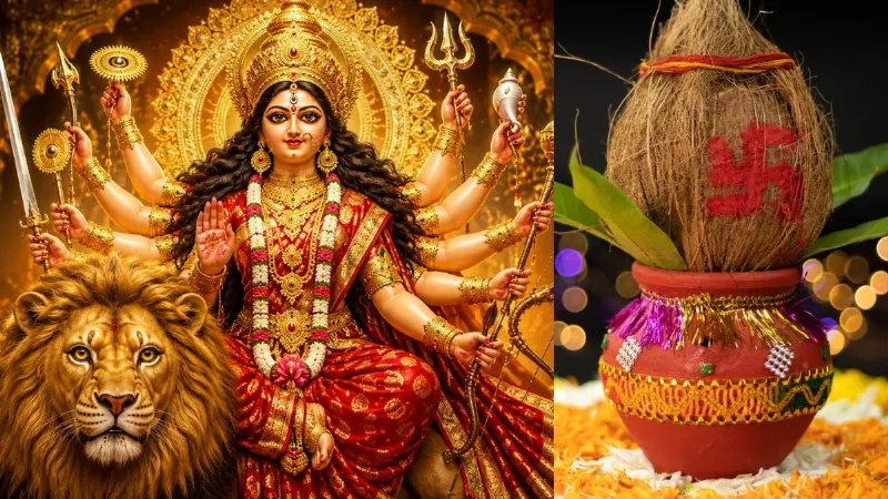 आषाढ़ गुप्त नवरात्रि 2026 में कलश स्थापना, मां आदिशक्ति की पूजा, अखंड दीप और दस महाविद्याओं की आराधना का दृश्य