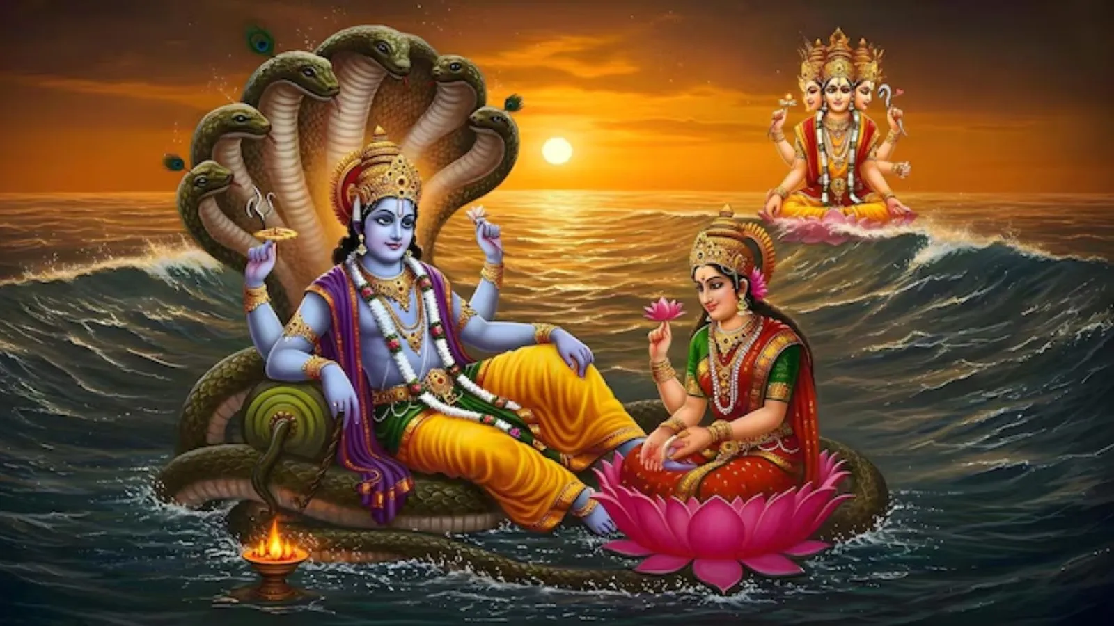 योगिनी एकादशी 2025 पर भगवान विष्णु और तुलसी के समक्ष घी का दीपक जलाते श्रद्धालु
