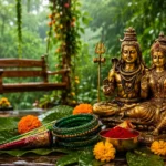 हरियाली तीज 2026 पर माता पार्वती और भगवान शिव की पूजा करती महिलाएं
