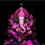भगवान गणेश की गणेश चालीसा पाठ करते हुए भक्तों के लिए आध्यात्मिक चित्र