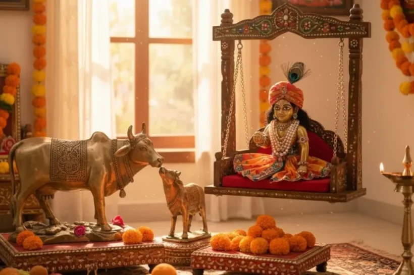 जन्माष्टमी से पहले घर में लाई जाने वाली 5 शुभ चीजें – श्रीकृष्ण की बांसुरी, गाय-बछड़े की प्रतिमा, श्री यंत्र, तुलसी और देसी घी